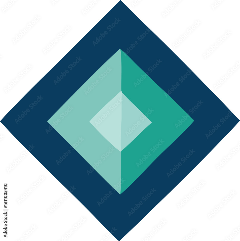 Poster geometric abstract design featuring concentric diamonds in shades of blue and teal creating a modern
