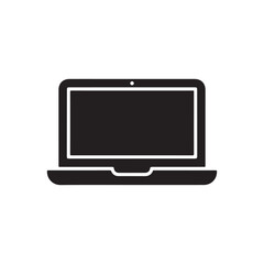 Black laptop icon illustration on white background for app or web design