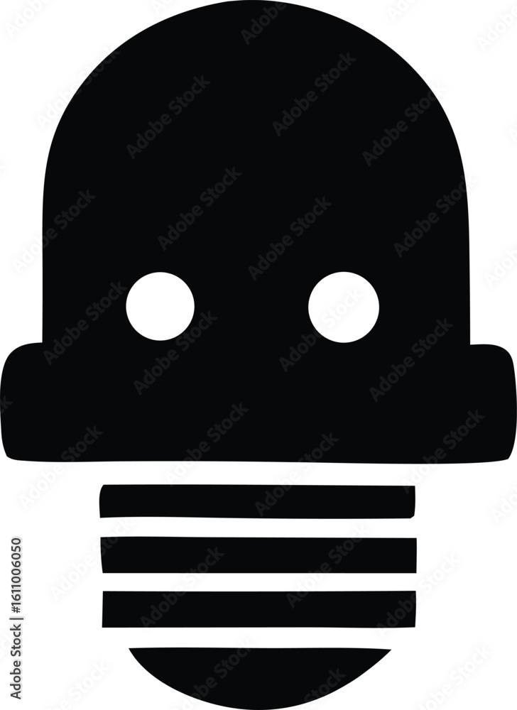 Poster abstract silhouette of a robot head merging with a stylized light bulb symbolizing innovation and ar