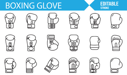 Set of Boxing Gloves Icons for Sports, Training, and Combat