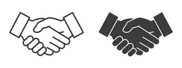 Obraz premium UntitledVector art of two handshake icons, one filled and one outlined, isolated on white background