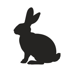 Obraz premium UntitledVector art of a black silhouette of a rabbit sitting upright, isolated on white background
