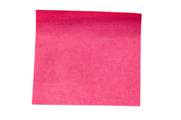 Bright pink felt square with a slightly curled corner isolated on white or transparent png, showcasing soft texture and solid color.
