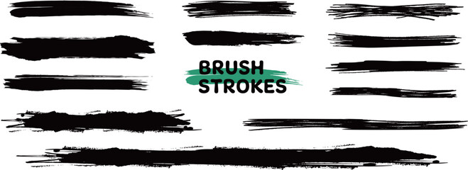 A set of hand-drawn, variously styled calligraphy lines. Vector illustration isolated on a transparent background.