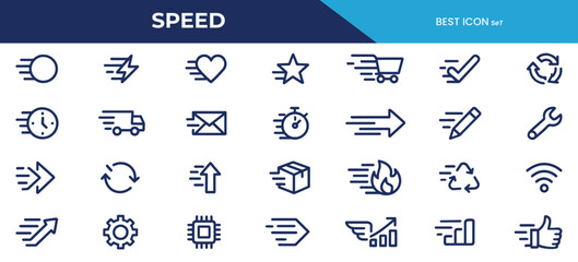 Speed Line Icons Pack – Fast Motion Vector Symbols