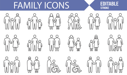 Icons for Family Connections, Parent-Child Bond, and Support