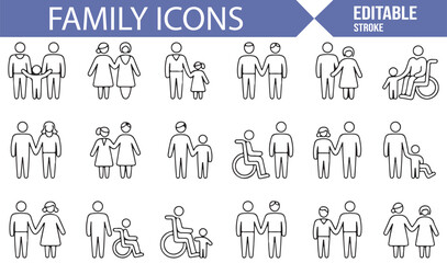 Family Icons Representing Love, Connection, and Parenthood