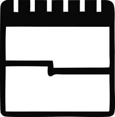 Simple black and white icon representing a calendar page with a corner folded down