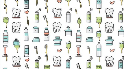 a collection of toothbrushes with their respective toothpaste tubes. these dental hygiene items are presented in a grid pattern against a white background