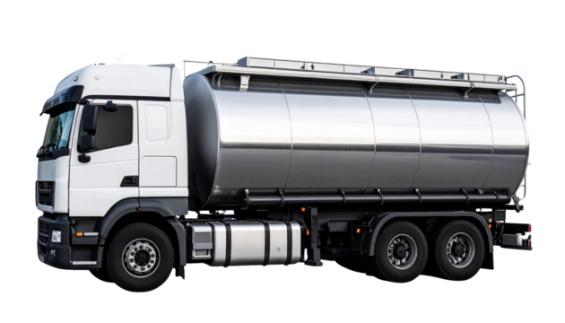 heavy truck oil tanker shiny luster truck isolated on transparent background png file 