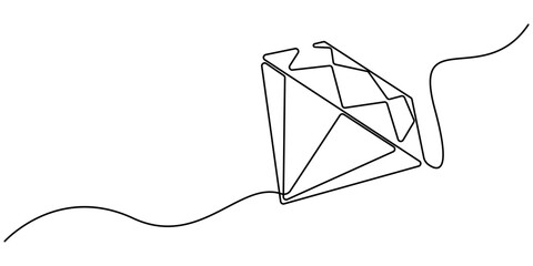 Diamond stone one continuous line drawing, for investment and business purposes. Continuous Line Drawing of Diamond Icon. Line art jewelry concept banner. Vector illustration