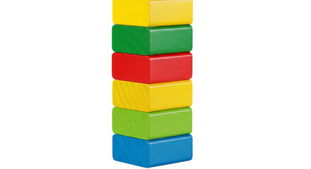 Colorful Wooden Blocks Stacked isolated on a transparent background