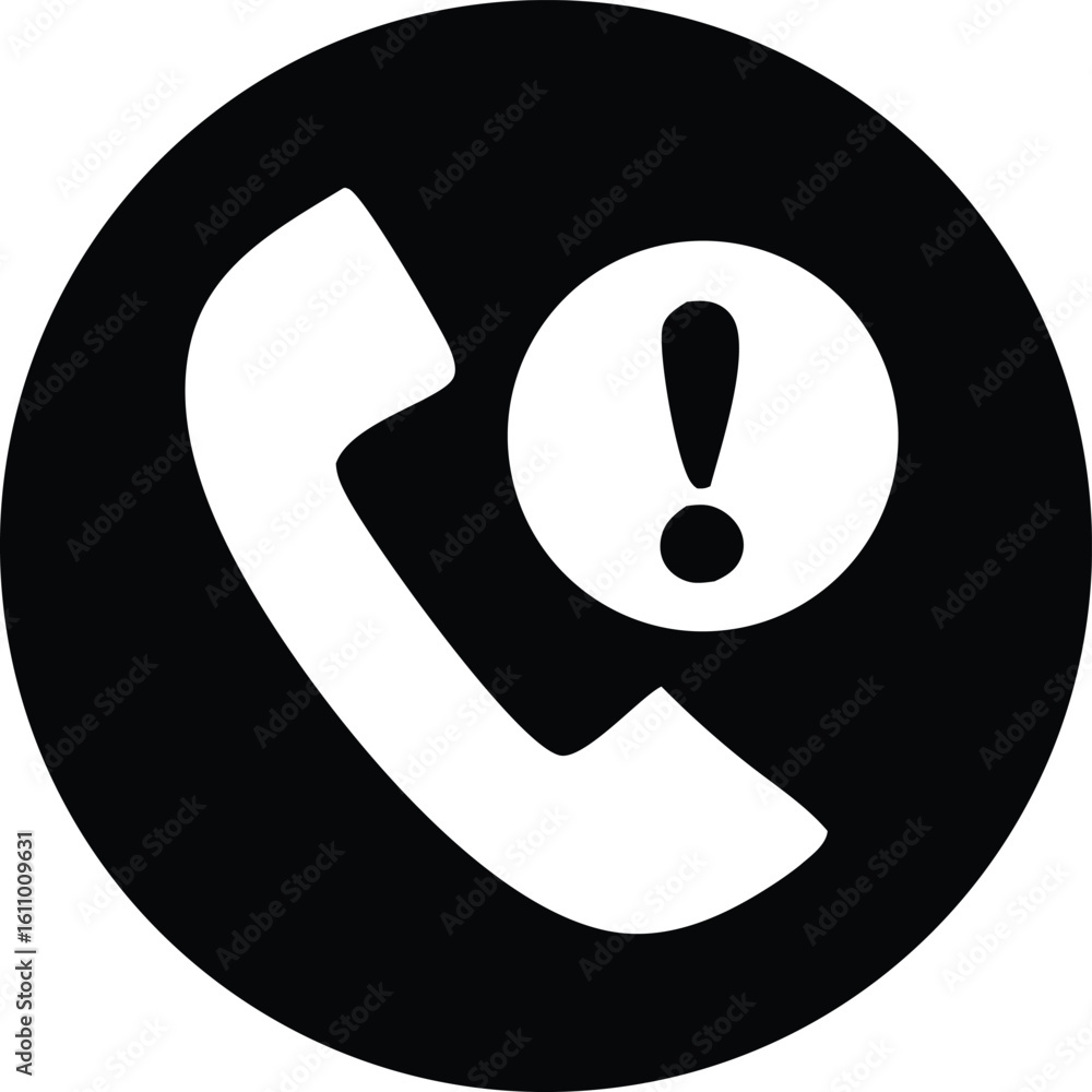 Poster icon representing a telephone receiver with an exclamation mark inside a circle signifying an import