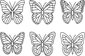 Butterfly Contour Icon Set – Diverse Wing Shapes in Minimal Outline StyleButterfly Contour Icon Set – Diverse Wing Shapes in Minimal Outline Style