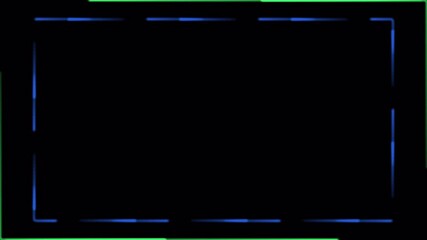 Webcam overlay designed with a blue rectangle and green corners on a black background, perfect for enhancing live streams and video conferences. - Powered by Adobe
