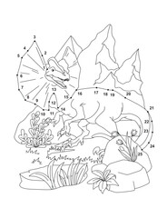 Dilophosaurus (Solved) Connect the Dots Activity Page for Kids – Fun Dot to Dot Dinosaur Puzzle