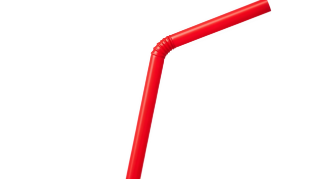A single red flexible straw isolated against a black background    .ai generative, transparent background, white background. isolated on white background