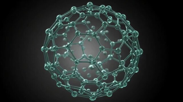 Dynamic Molecular Structure: Rotating Fullerene C60 Model Animation