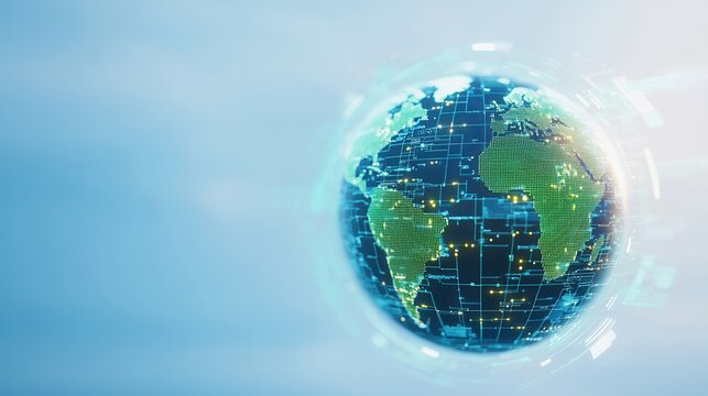 nature conservation concept. Digital globe with network connections on a blue background. - Powered by Adobe