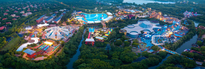 Aerial photography of the night scene of Happy Valley in Shanghai, China © Weiming