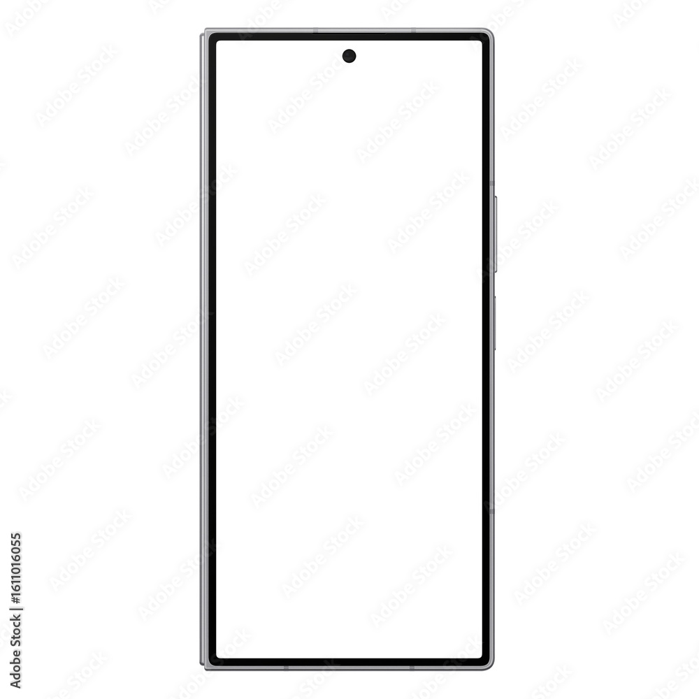 Wall mural photo of foldable smartphone similar to android device without background. silver shadow color. temp
