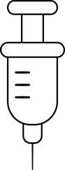 Syringe icon with needle in outline style