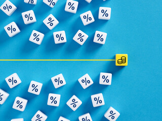 Choosing between interest rates and real money investment concept