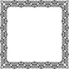 Vintage Ornamental Frame – Elegant Black Vector Border, PNG, 300 DPI