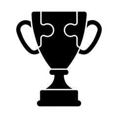Fototapeta premium Black trophy with puzzle pieces forming the top part of the trophy