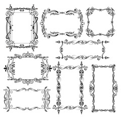 Vintage Decorative Frame Set | Ornamental Border Vector Collection | Elegant Hand-Drawn Swirl Frame Design vintage