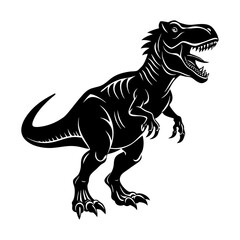 Silhouette of a tyrannosaurus rex with its mouth open and sharp teeth showing