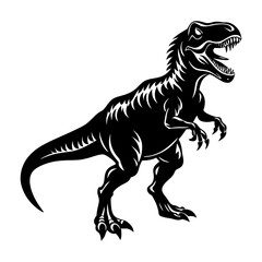 Illustration of a tyrannosaurus rex dinosaur in black and white style
