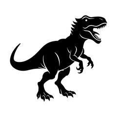 Silhouette of a tyrannosaurus rex dinosaur with an open mouth roaring