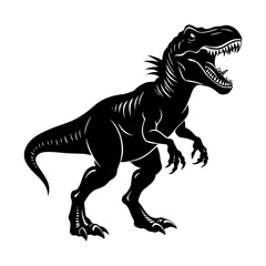Silhouette of a tyrannosaurus rex with an open mouth in a fierce pose