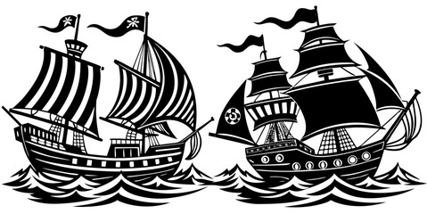 Fototapeta premium set of sailing ships