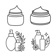 line art  Skin care product set .