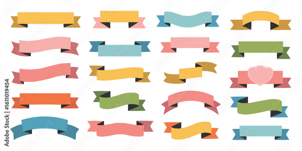 Poster cute and colorful ribbon frame design with vibrant colors and simple elements