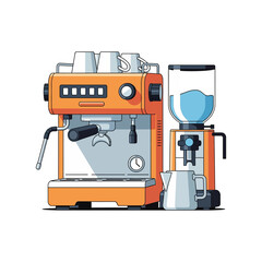 Espresso Machine and Grinder Illustration