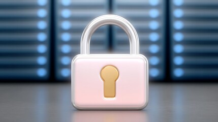 Fototapeta premium Digital security lock overlaying software interface in a modern data center digital art futuristic environment close-up view