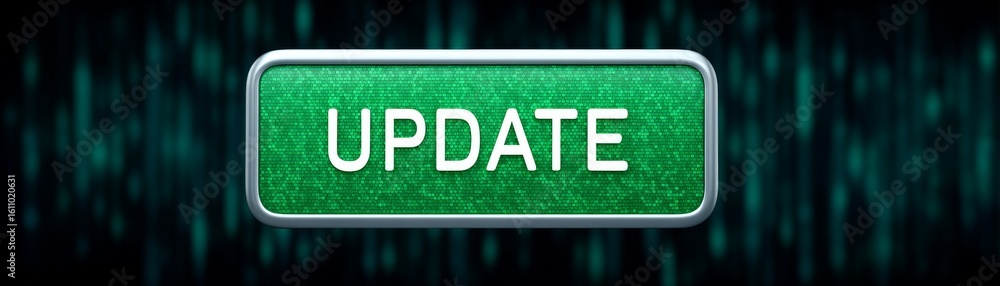 Poster computer screen update notification digital workspace screenshot modern technology environment close