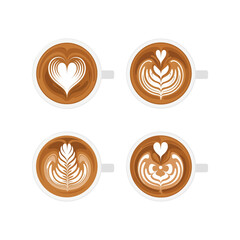 Coffee Drinks Assortment Illustration Latte Cappuccino Iced Coffee