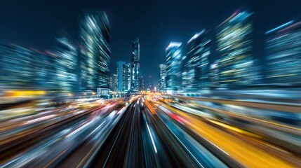 Dynamic cityscape at night with vibrant streaks of light illustrating the fast pace and energy.