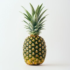 Fototapeta premium A single, perfectly ripe, golden pineapple, isolated on white background