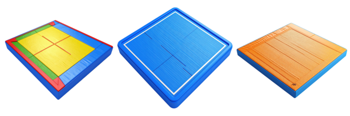 Three Dimensional Plastic Wrestling Mats In Various Colors And Designs With Geometric Patterning And Clean Lines