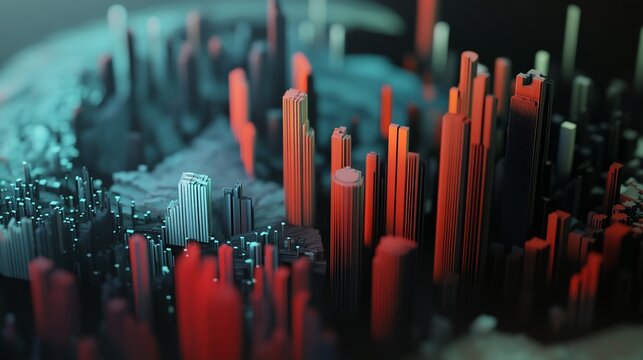 Abstract cityscape with vibrant illumination and complex geometric structures - Powered by Adobe