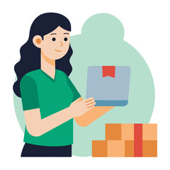 Woman Receiving Online Order Parcel &ndash; E-commerce Delivery & Home Shopping

