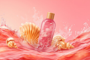 Pink shower gel and water