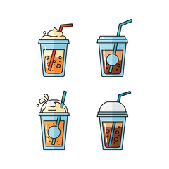 Refreshing Cold Drinks Iced Coffees and Beverages Illustration