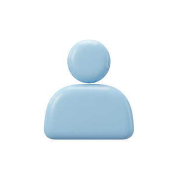 Light-blue, 3D model of a simple person icon. isolated on a transparent background, png, cutout