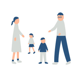 秋を過ごす家族のイラスト